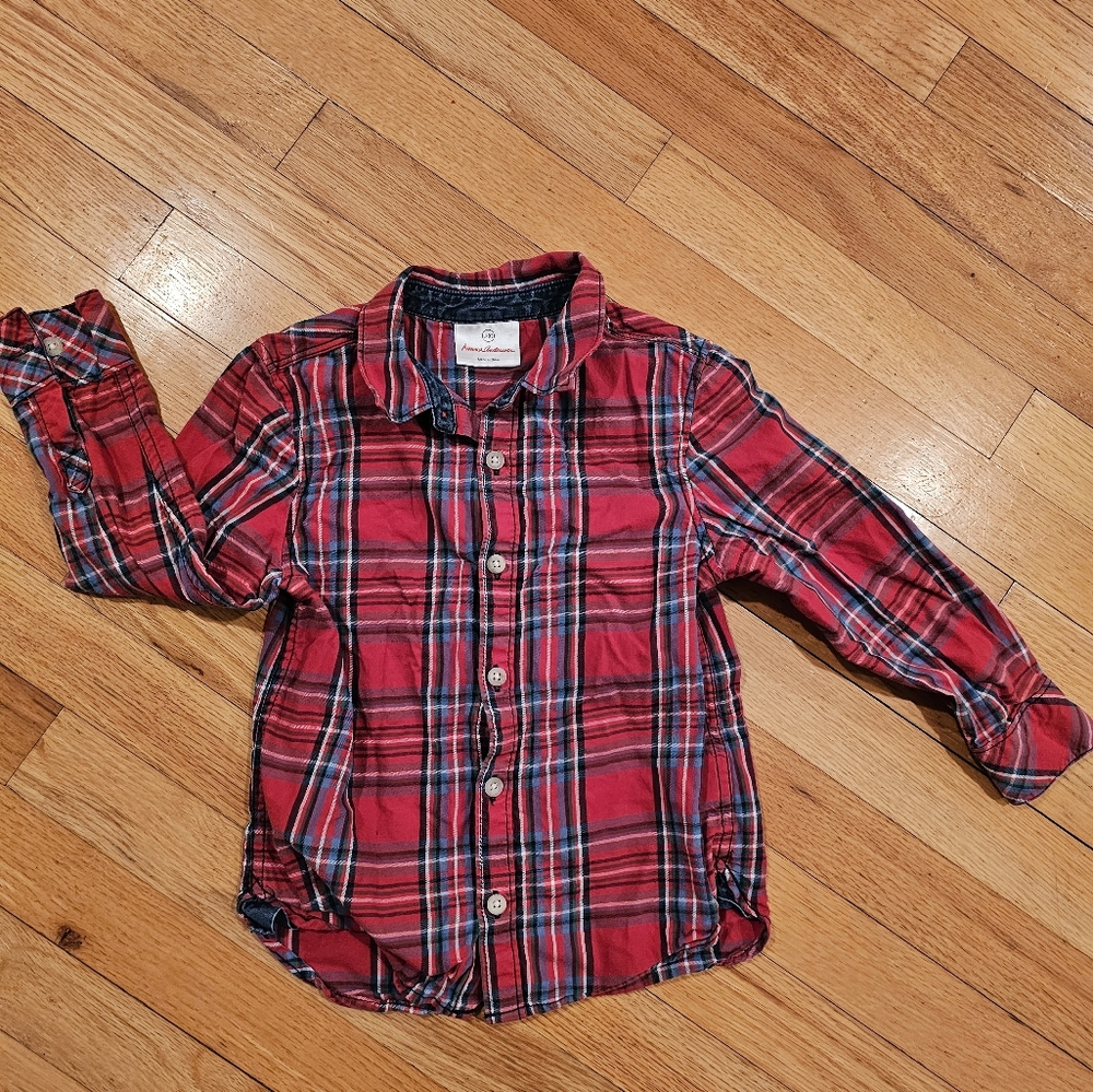 Hanna Andersson Boy's Plaid Button Down Shirt